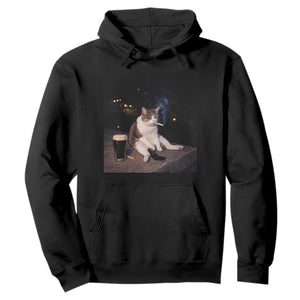 Funny Cigarette And Drinking Irish Stout Beer Cat Meme Hoodie TS11 Black Print Your Wear