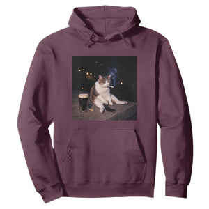 Funny Cigarette And Drinking Irish Stout Beer Cat Meme Hoodie TS11 Maroon Print Your Wear