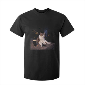 Funny Cigarette And Drinking Irish Stout Beer Cat Meme T Shirt For Kid TS11 Black Print Your Wear