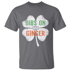 Funny St Patricks Day Dibs On The Ginger T Shirt - Irish Redhead Shamrock TS11 Charcoal Print Your Wear