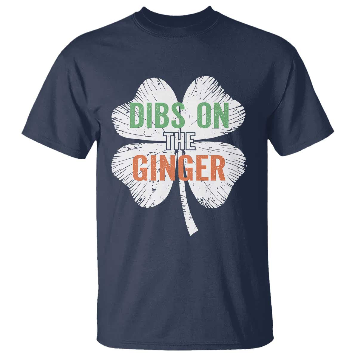 Funny St Patricks Day Dibs On The Ginger T Shirt - Irish Redhead Shamrock TS11 Navy Print Your Wear