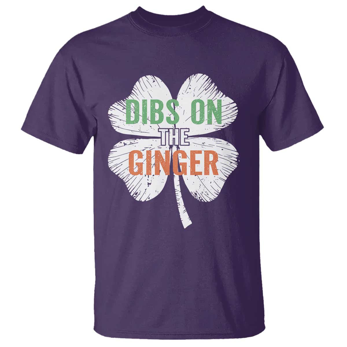 Funny St Patricks Day Dibs On The Ginger T Shirt - Irish Redhead Shamrock TS11 Purple Print Your Wear
