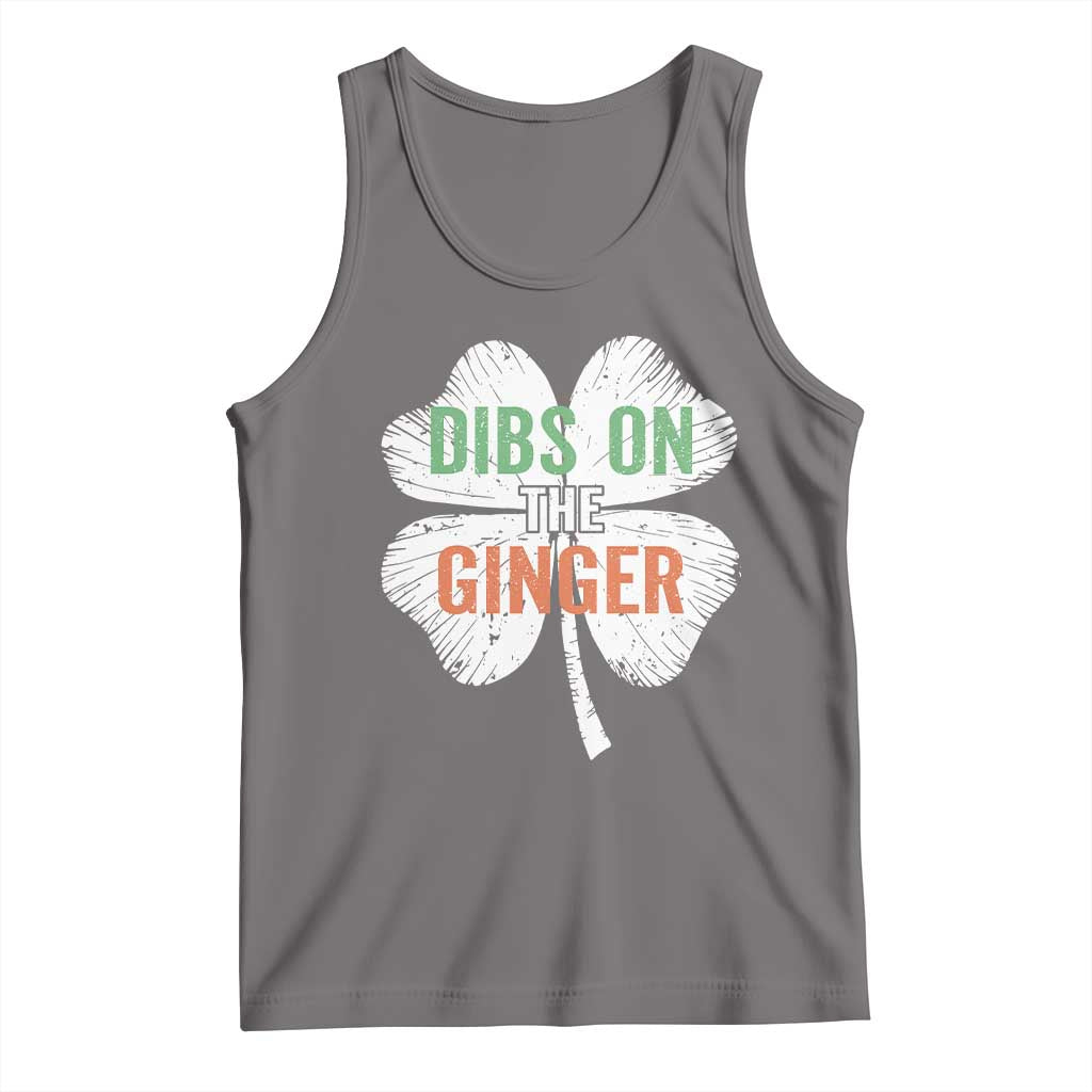 Funny St Patricks Day Dibs On The Ginger Tank Top Irish Redhead Shamrock TS11 Deep Heather Print Your Wear