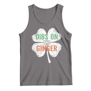Funny St Patricks Day Dibs On The Ginger Tank Top Irish Redhead Shamrock TS11 Deep Heather Print Your Wear