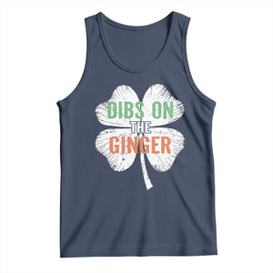 Funny St Patricks Day Dibs On The Ginger Tank Top Irish Redhead Shamrock TS11 Navy Print Your Wear