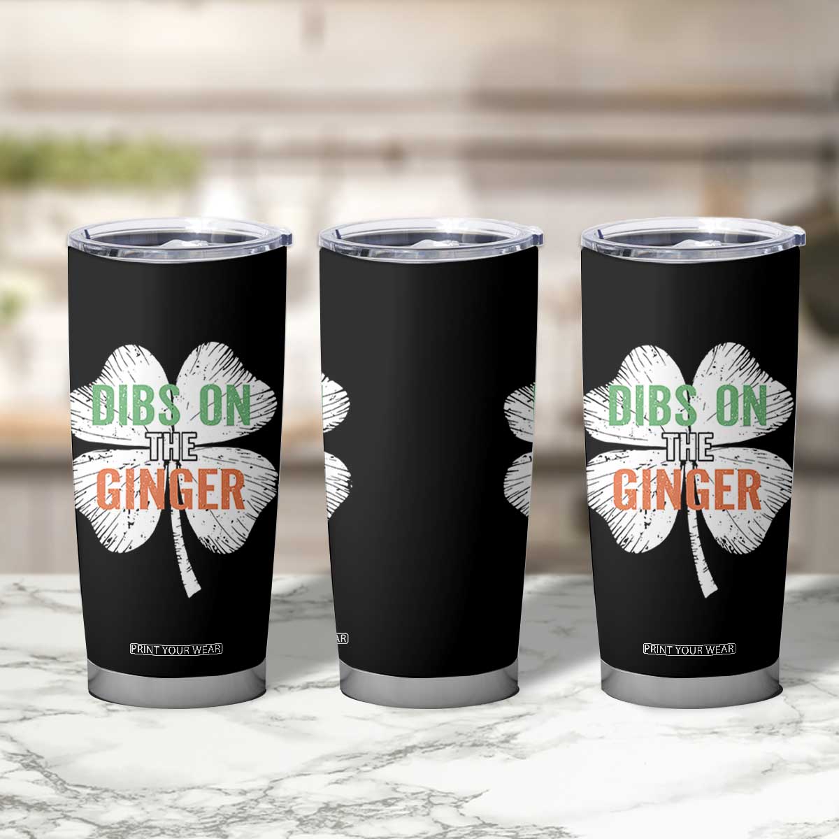 Funny St Patricks Day Dibs On The Ginger Tumbler Cup Irish Redhead Shamrock TS11 Print Your Wear