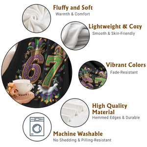Funny 67 Mardi Gras Throw Blanket Six Seven Meme Carnival Hand Gesture TS11 Print Your Wear