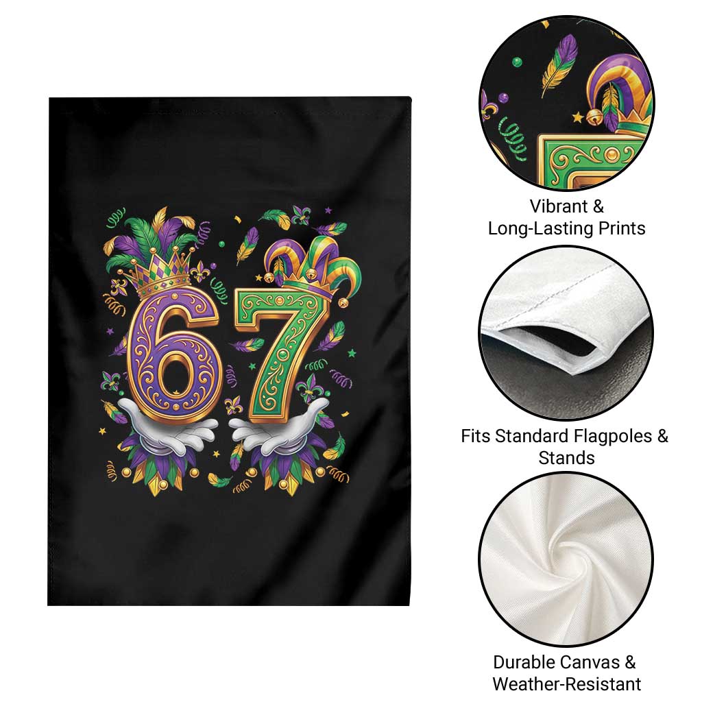 Funny 67 Mardi Gras Garden Flag Six Seven Meme Carnival Hand Gesture TS11 Print Your Wear