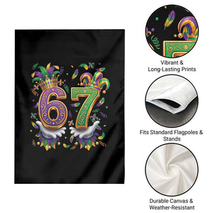 Funny 67 Mardi Gras Garden Flag Six Seven Meme Carnival Hand Gesture TS11 Print Your Wear