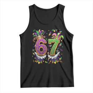 Funny 67 Mardi Gras Tank Top Six Seven Meme Carnival Hand Gesture TS11 Black Print Your Wear