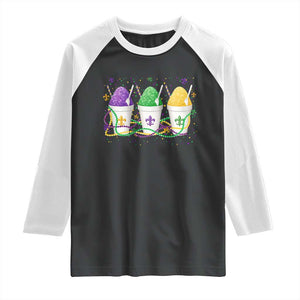 Funny Mardi Gras Snowballs Fat Tuesday Carnival Beads Raglan Shirt TS11 Black White Print Your Wear