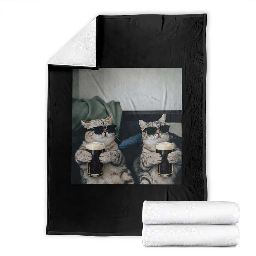 Funny Cat Drinking Irish Stout Beer Throw Blanket Black Beer and Cat Lovers TS11 Black Print Your Wear