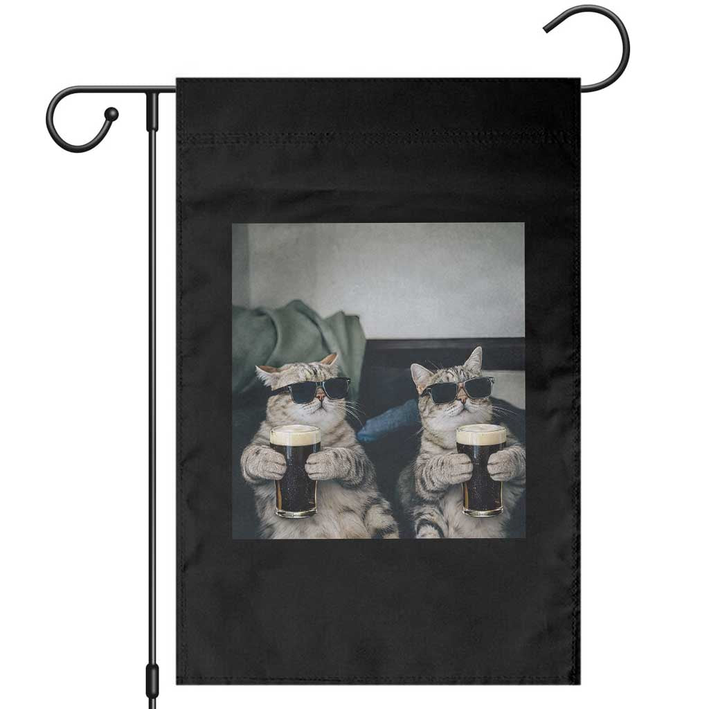 Funny Cat Drinking Irish Stout Beer Garden Flag Black Beer and Cat Lovers TS11 Black Print Your Wear