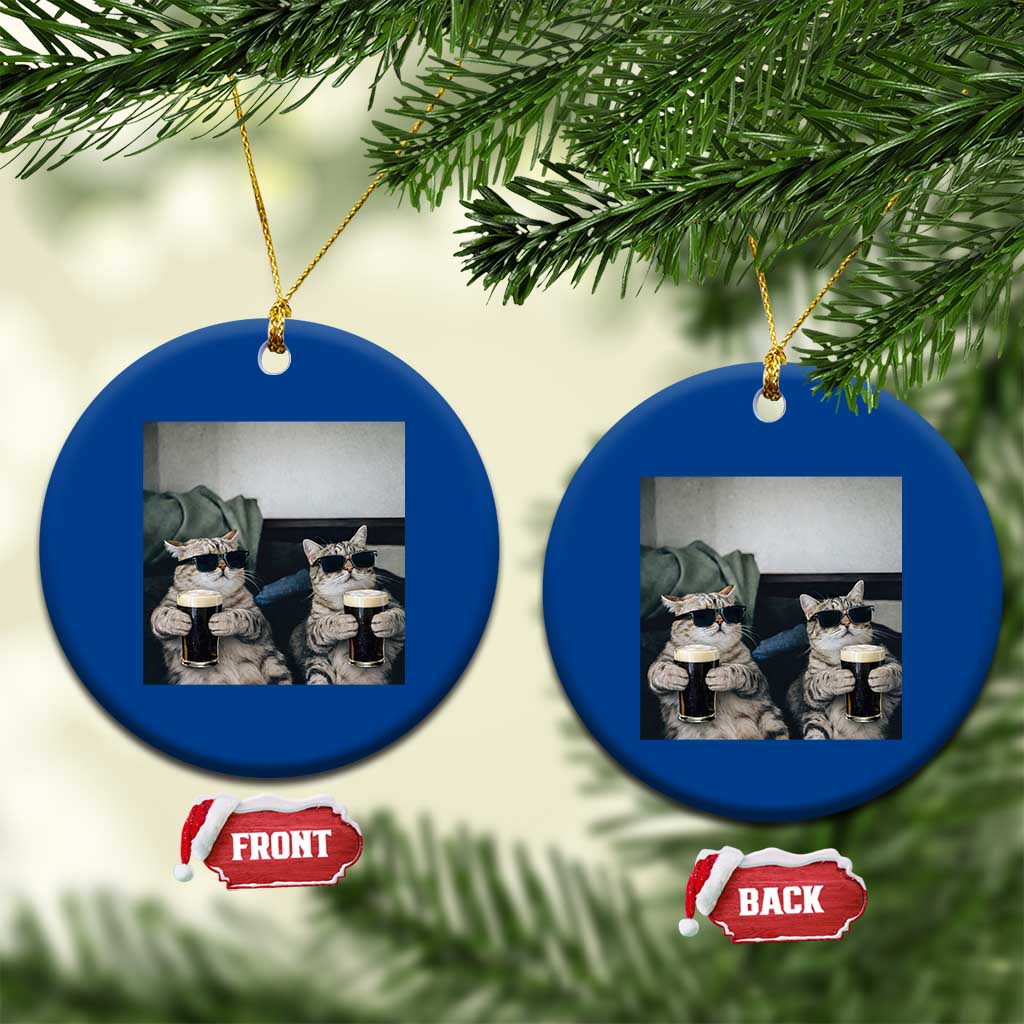 Funny Cat Drinking Irish Stout Beer Ceramic Ornament Black Beer and Cat Lovers TS11 1pc Blue Print Your Wear