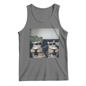Funny Cat Drinking Irish Stout Beer Tank Top Black Beer and Cat Lovers TS11 Black Heather Print Your Wear