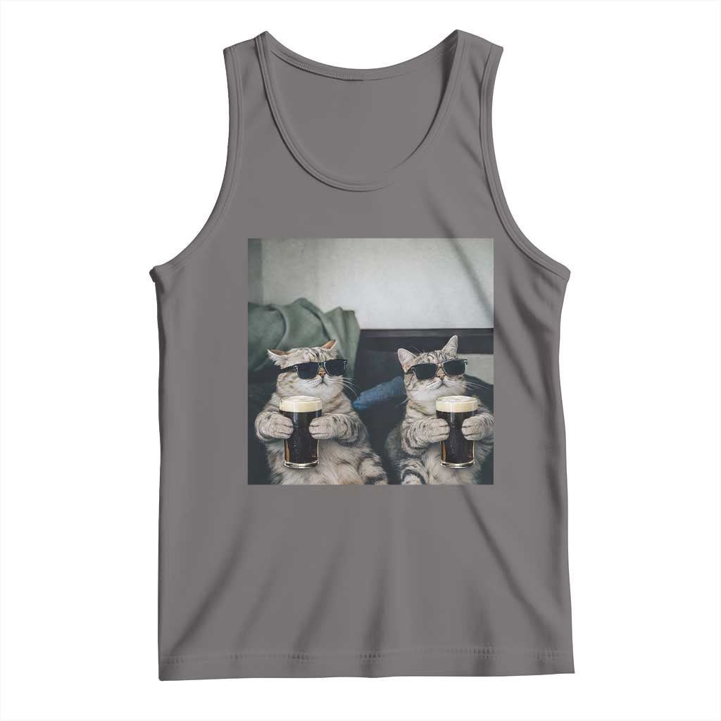 Funny Cat Drinking Irish Stout Beer Tank Top Black Beer and Cat Lovers TS11 Deep Heather Print Your Wear
