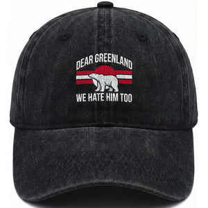 Dear Greenland We Hate Him Too Washed Cotton Baseball Cap Polar Bear Political Protest TS11 Print Your Wear