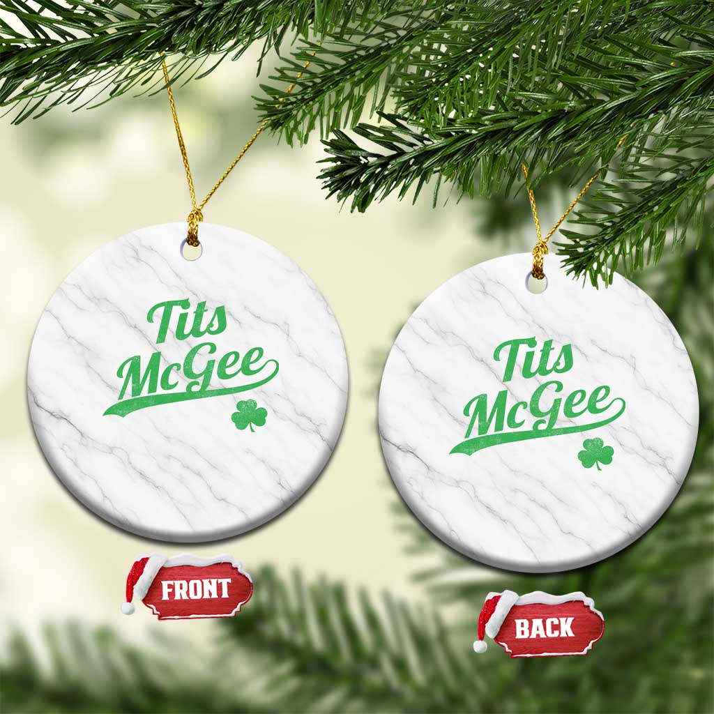 Tits McGee Ceramic Ornament Funny Womens St Patricks Day Vintage Shamrocks TS11 1pc White Marble Print Your Wear