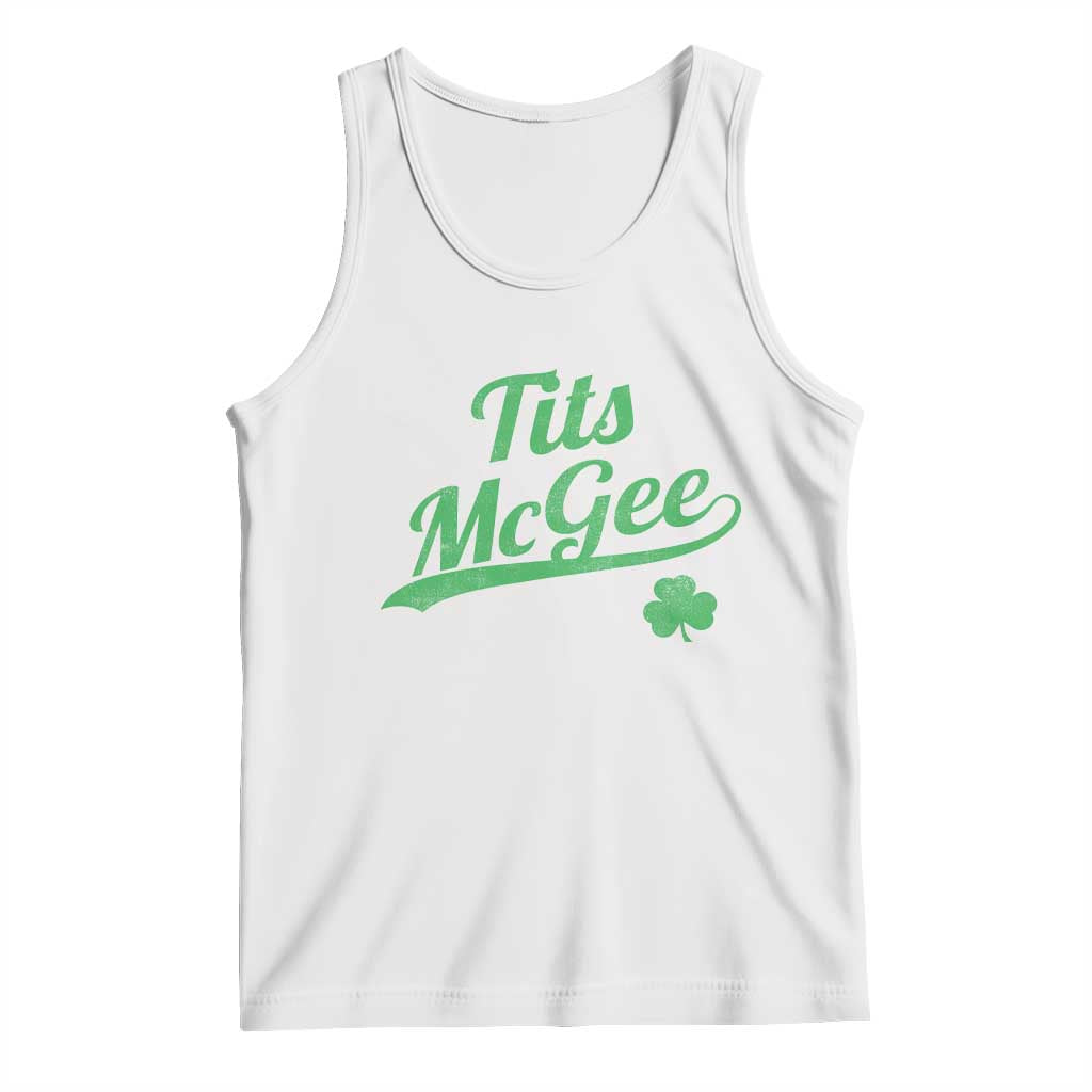 Tits McGee Tank Top Funny Womens St Patricks Day Vintage Shamrocks TS11 White Print Your Wear