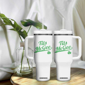Tits McGee Tumbler With Handle Funny Womens St Patricks Day Vintage Shamrocks TS11 Print Your Wear
