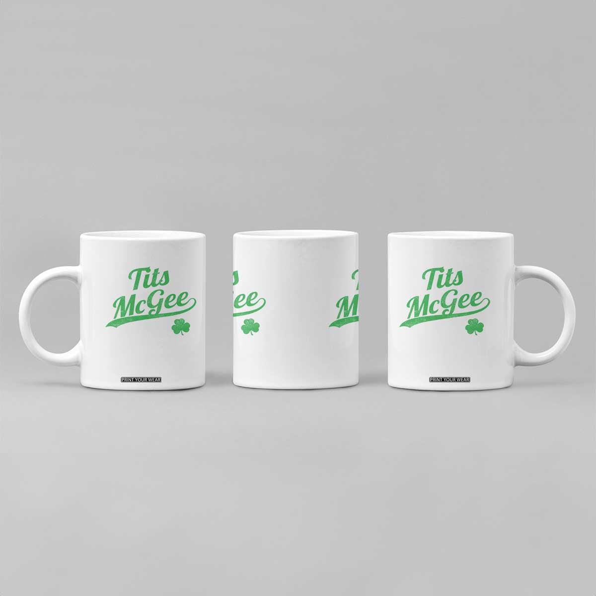 Tits McGee Coffee Mug Funny Womens St Patricks Day Vintage Shamrocks TS11 Print Your Wear