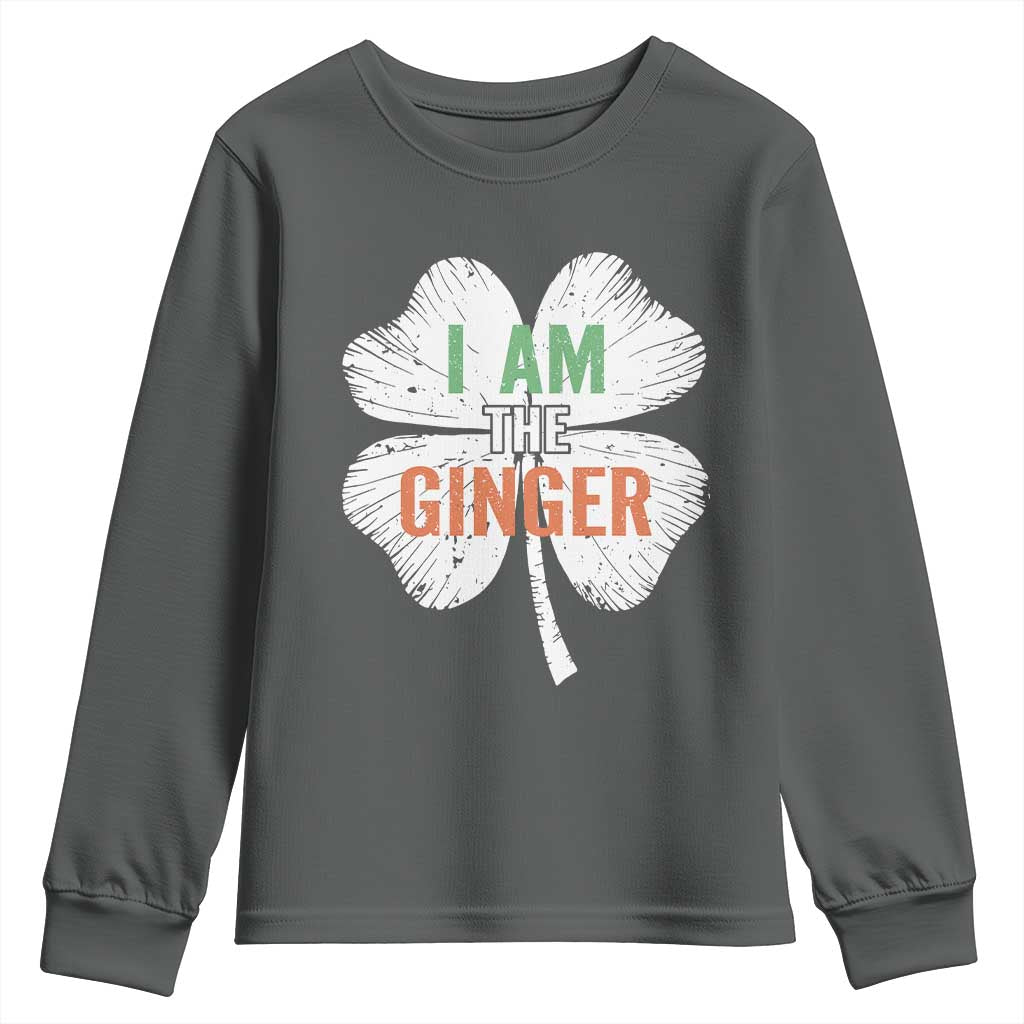 Funny St Patricks Day I Am The Ginger Youth Sweatshirt Irish Redhead Shamrock TS11 Dark Heather Print Your Wear