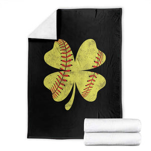 Softball St Patricks Day Irish Clover Sport Throw Blanket TS11 Black Print Your Wear