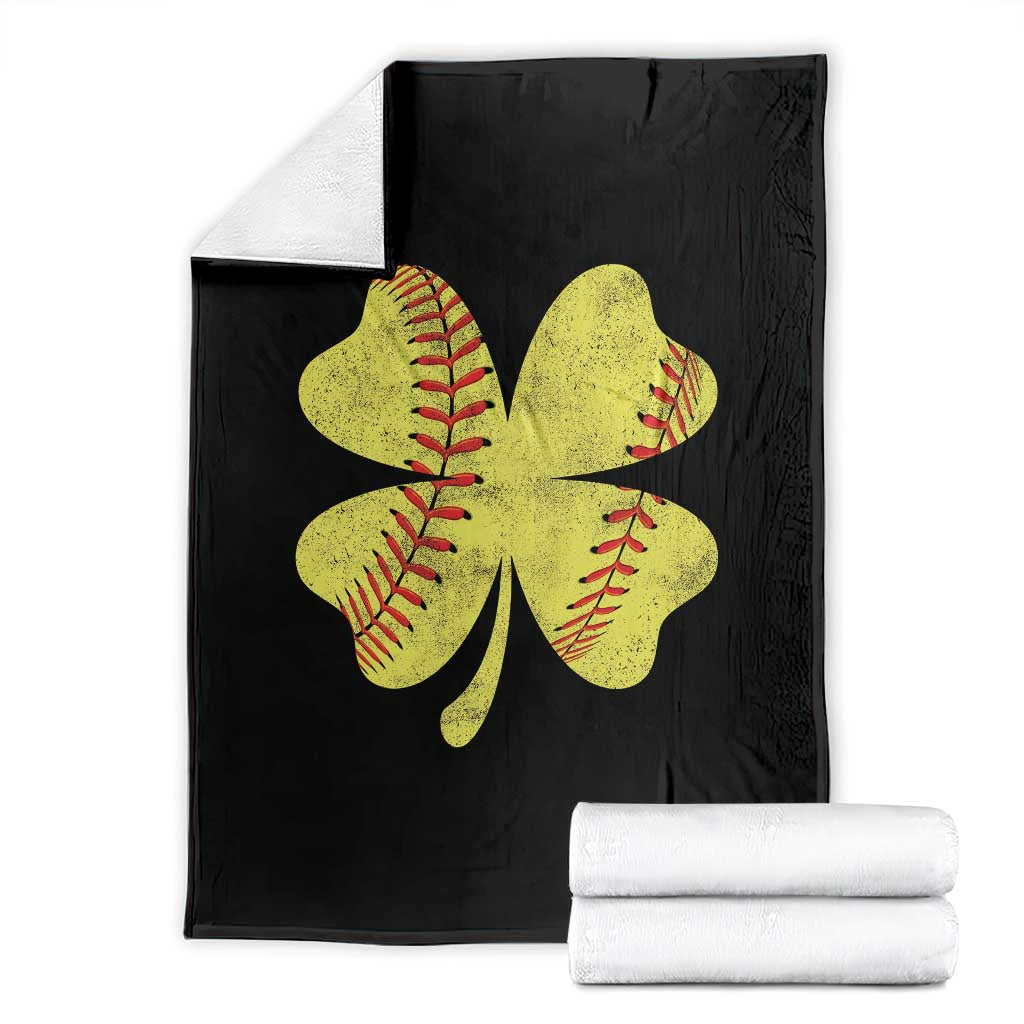 Softball St Patricks Day Irish Clover Sport Throw Blanket TS11 Black Print Your Wear