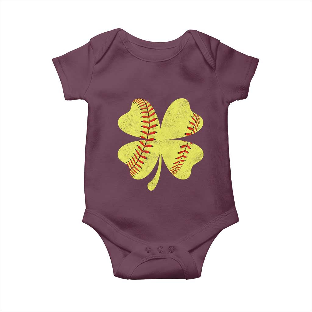 Softball St Patricks Day Irish Clover Sport Baby Onesie TS11 Maroon Print Your Wear