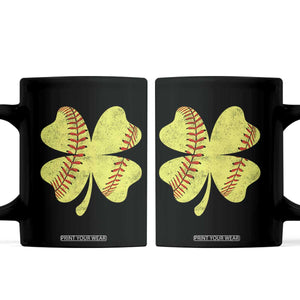 Softball St Patricks Day Irish Clover Sport Coffee Mug TS11 Black Print Your Wear