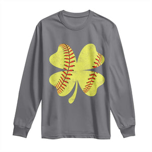Softball St Patricks Day Irish Clover Sport Long Sleeve Shirt TS11 Charcoal Print Your Wear