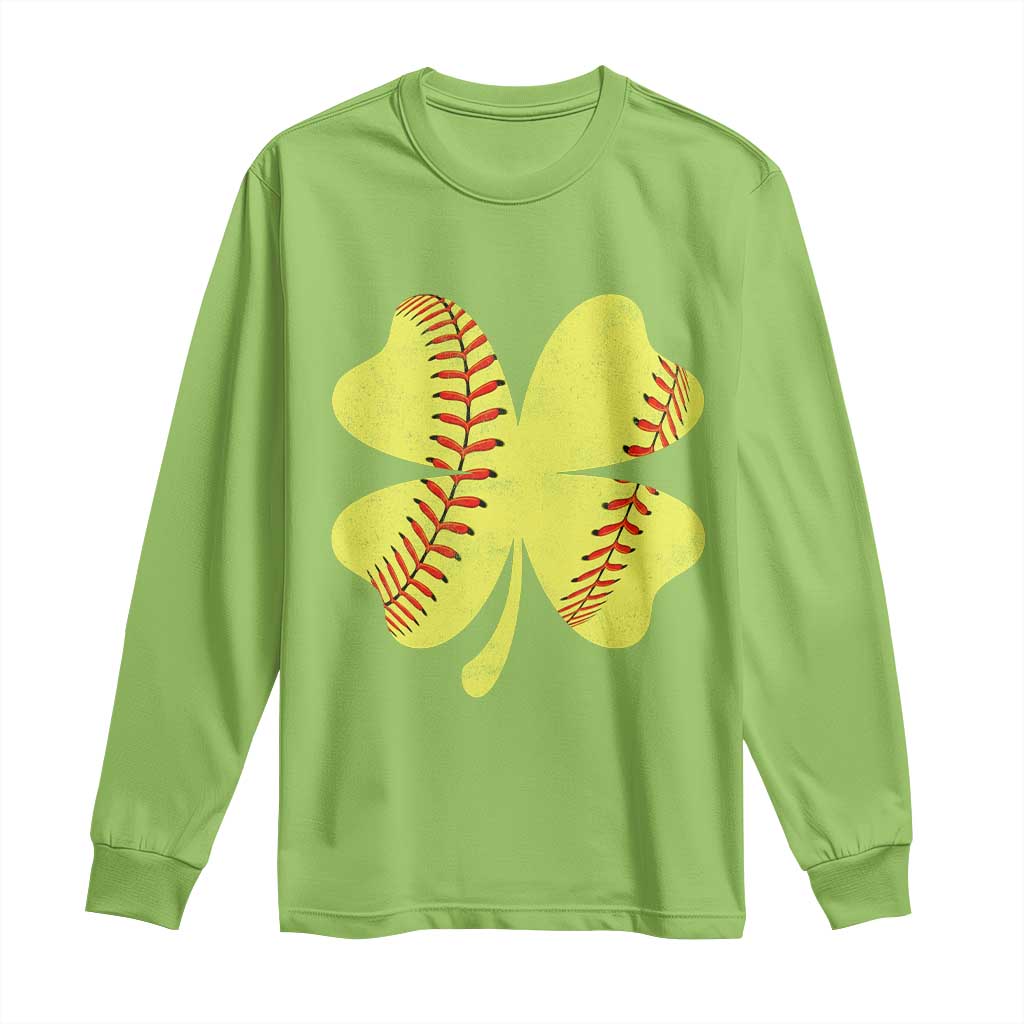 Softball St Patricks Day Irish Clover Sport Long Sleeve Shirt TS11 Lime Print Your Wear