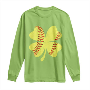 Softball St Patricks Day Irish Clover Sport Long Sleeve Shirt TS11 Lime Print Your Wear