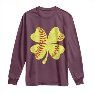 Softball St Patricks Day Irish Clover Sport Long Sleeve Shirt TS11 Maroon Print Your Wear