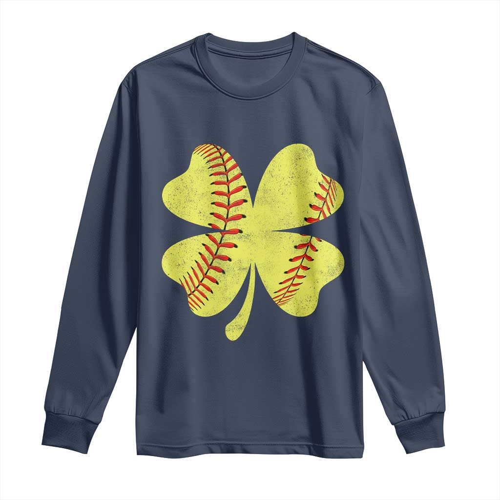 Softball St Patricks Day Irish Clover Sport Long Sleeve Shirt TS11 Navy Print Your Wear