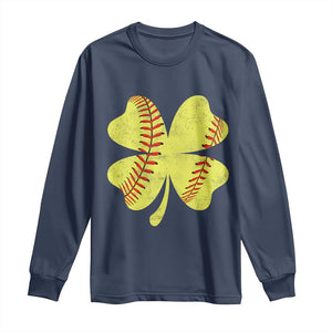 Softball St Patricks Day Irish Clover Sport Long Sleeve Shirt TS11 Navy Print Your Wear