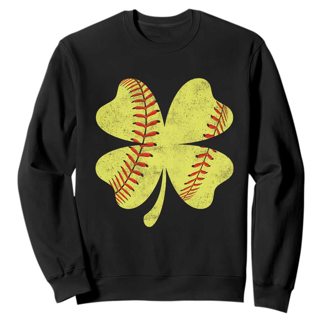 Softball St Patricks Day Irish Clover Sport Sweatshirt TS11 Black Print Your Wear