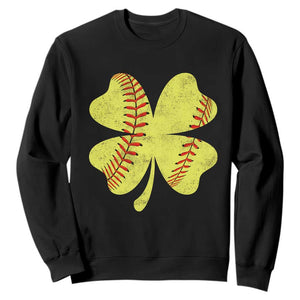 Softball St Patricks Day Irish Clover Sport Sweatshirt TS11 Black Print Your Wear
