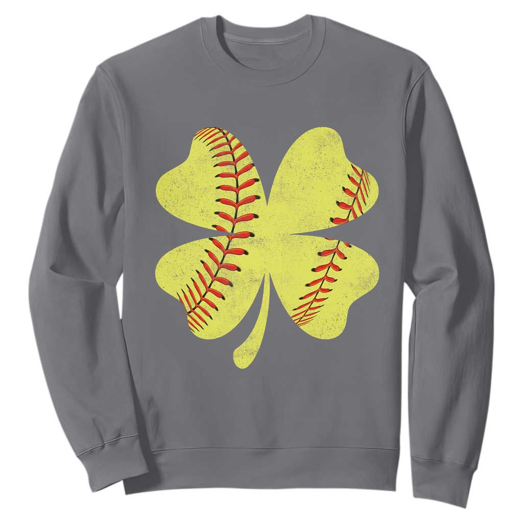 Softball St Patricks Day Irish Clover Sport Sweatshirt TS11 Charcoal Print Your Wear