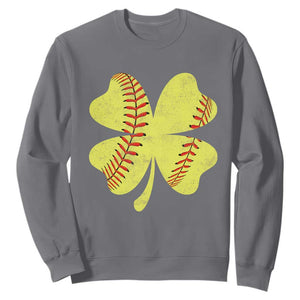 Softball St Patricks Day Irish Clover Sport Sweatshirt TS11 Charcoal Print Your Wear