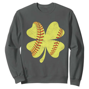 Softball St Patricks Day Irish Clover Sport Sweatshirt TS11 Dark Heather Print Your Wear