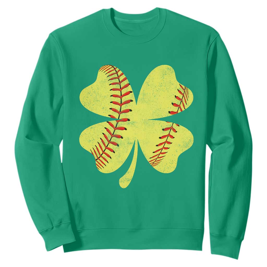 Softball St Patricks Day Irish Clover Sport Sweatshirt TS11 Irish Green Print Your Wear