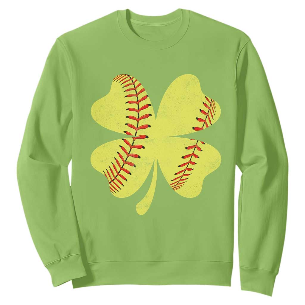 Softball St Patricks Day Irish Clover Sport Sweatshirt TS11 Lime Print Your Wear