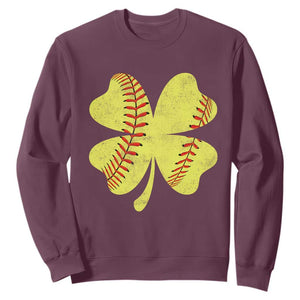 Softball St Patricks Day Irish Clover Sport Sweatshirt TS11 Maroon Print Your Wear