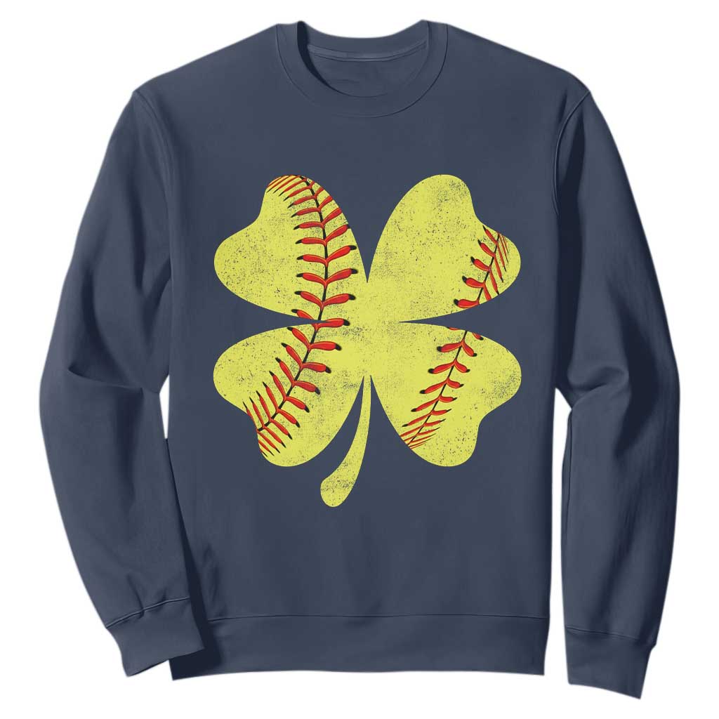 Softball St Patricks Day Irish Clover Sport Sweatshirt TS11 Navy Print Your Wear