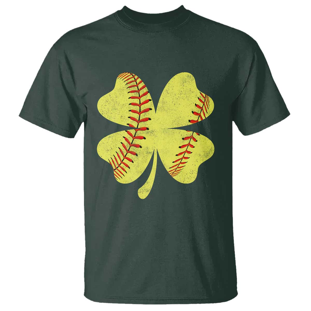 Softball St Patricks Day Irish Clover Sport T Shirt TS11 Dark Forest Green Print Your Wear