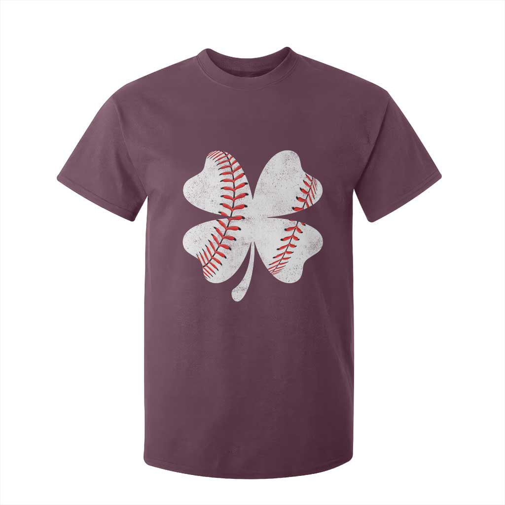 Funny Baseball St Patricks Day Vintage Clover T Shirt For Kid TS11 Maroon Print Your Wear