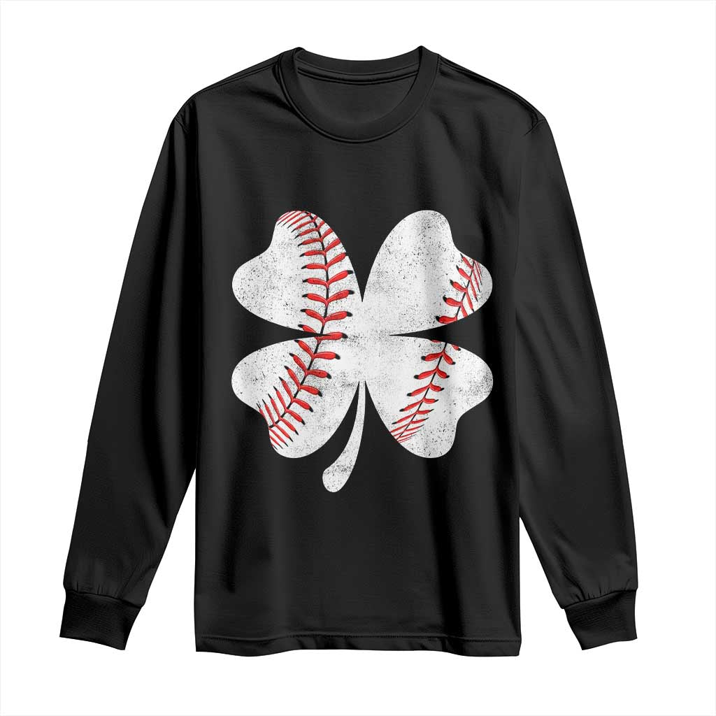 Funny Baseball St Patricks Day Vintage Clover Long Sleeve Shirt TS11 Black Print Your Wear