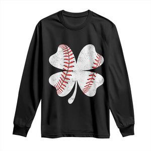 Funny Baseball St Patricks Day Vintage Clover Long Sleeve Shirt TS11 Black Print Your Wear