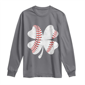 Funny Baseball St Patricks Day Vintage Clover Long Sleeve Shirt TS11 Charcoal Print Your Wear